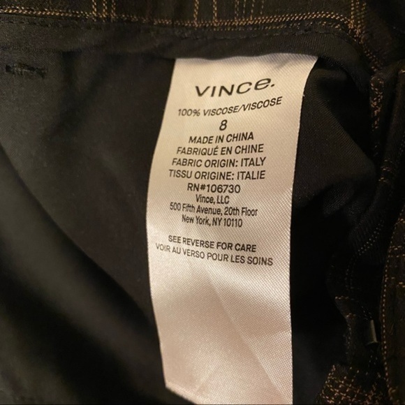 VINCE Classic Plaid Print Trousers in Black Size 8 - Picture 10 of 11